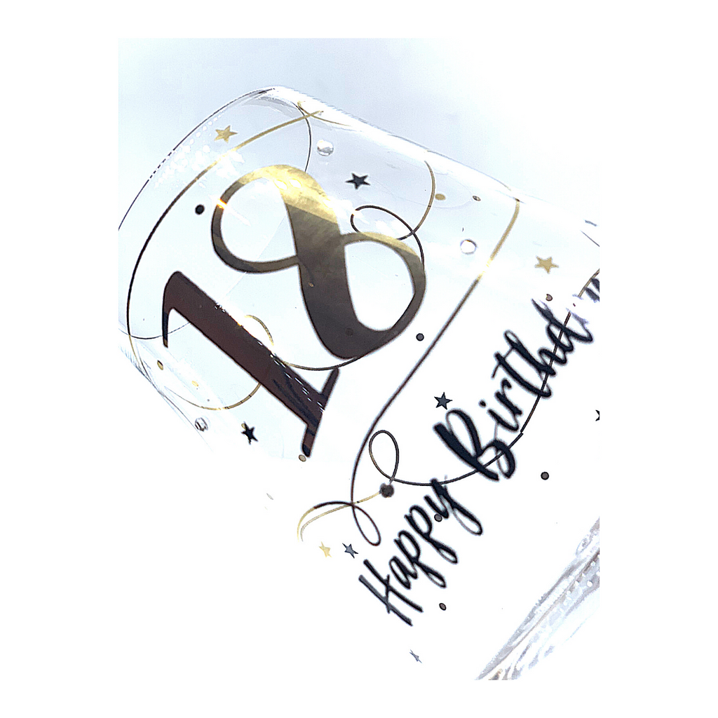 Happy 18th Birthday - Stemmed Wine Glass
