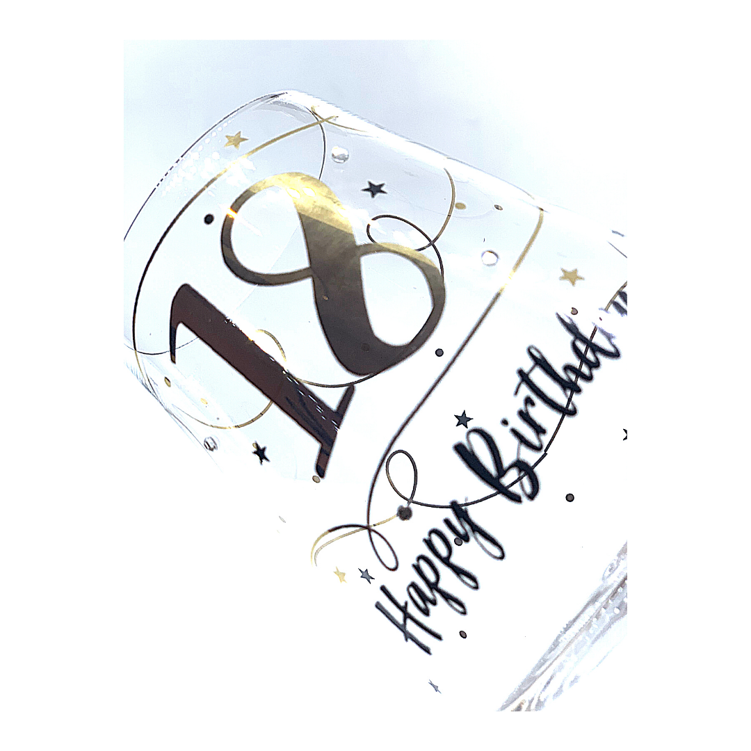 Happy 18th Birthday - Stemmed Wine Glass