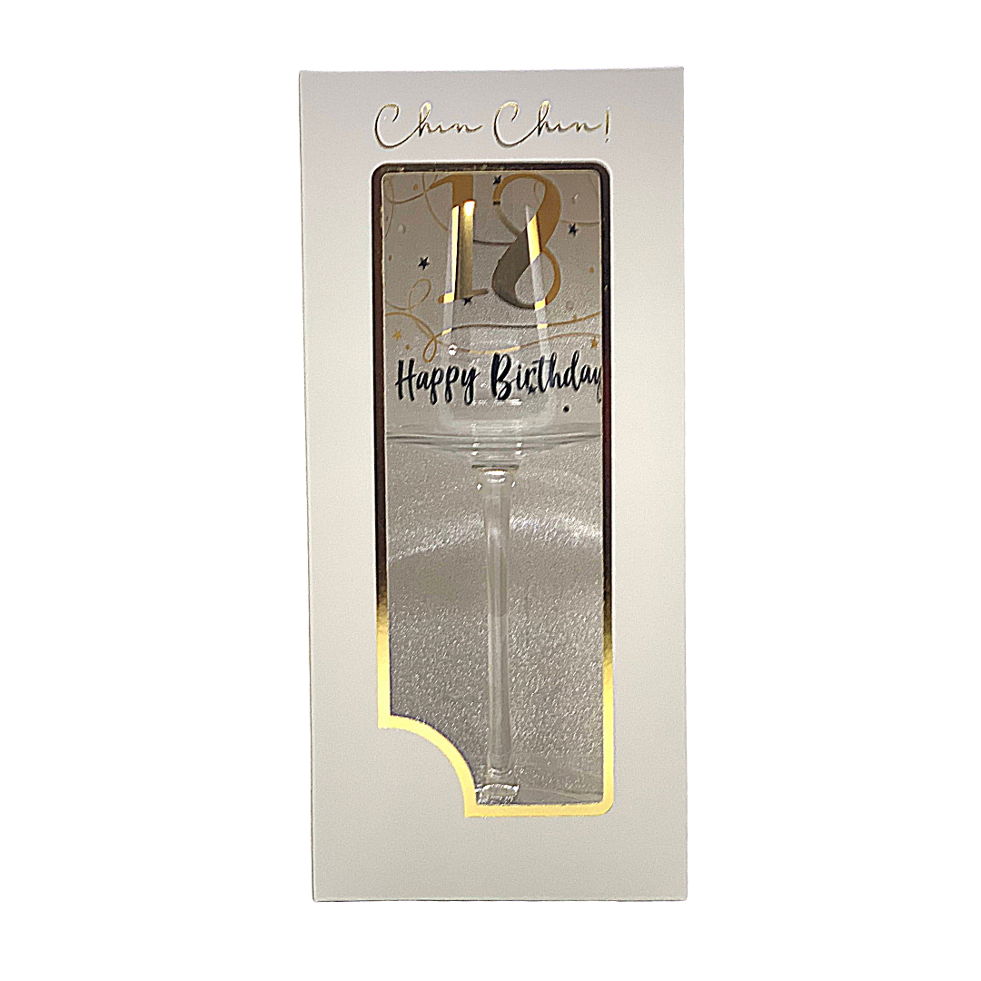 Happy 18th Birthday - Stemmed Wine Glass