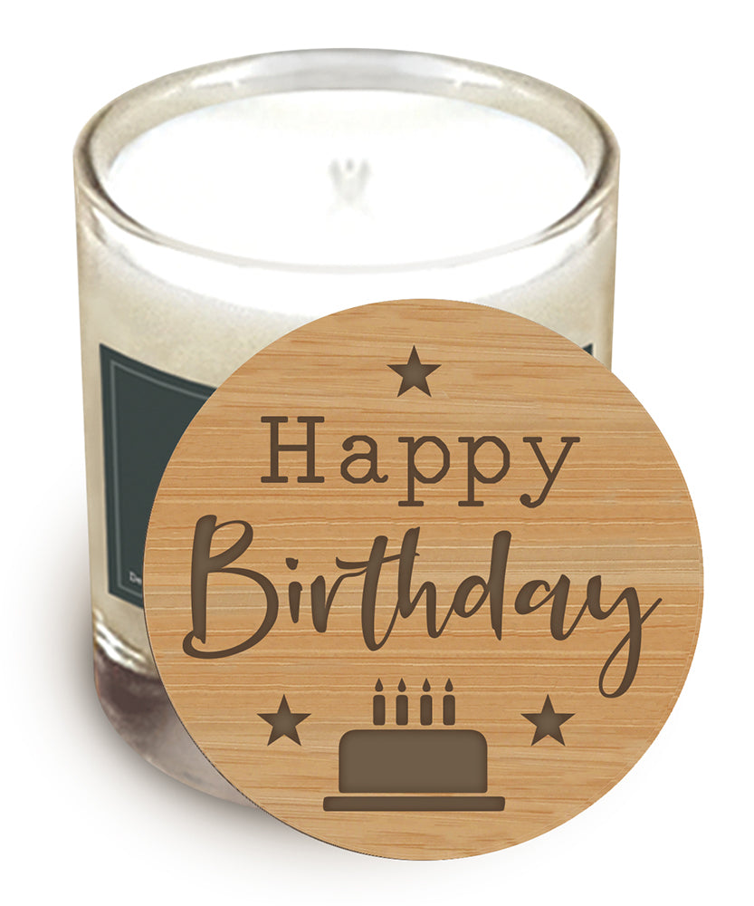 Happy Birthday - Wooden Candle Lid