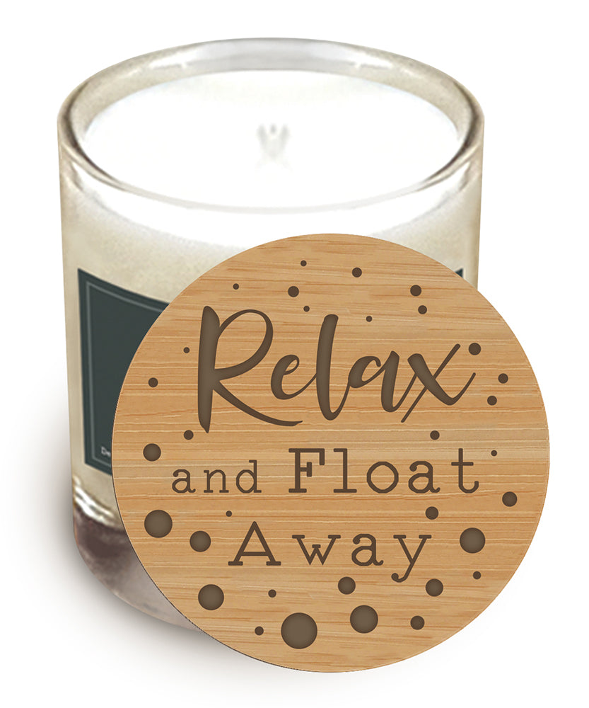Relax and Float Away - Wooden Candle Lid
