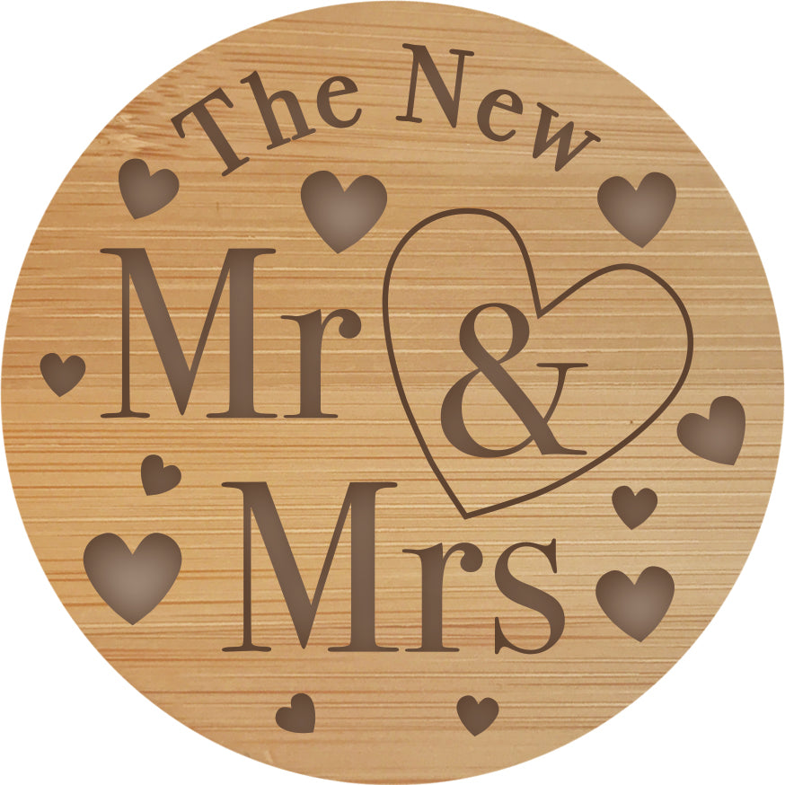 The New Mr & Mrs - Wooden Candle Lid