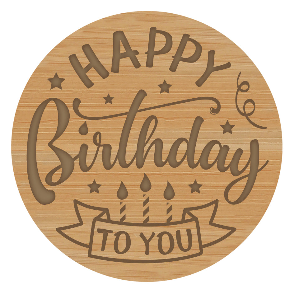 Happy Birthday (New Design) - Wooden Candle Lid