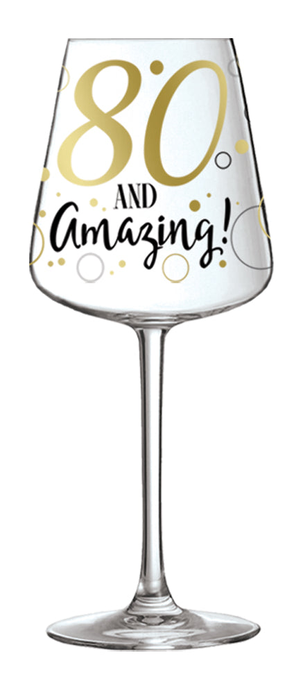 80 and Amazing! - Stemmed Wine Glass
