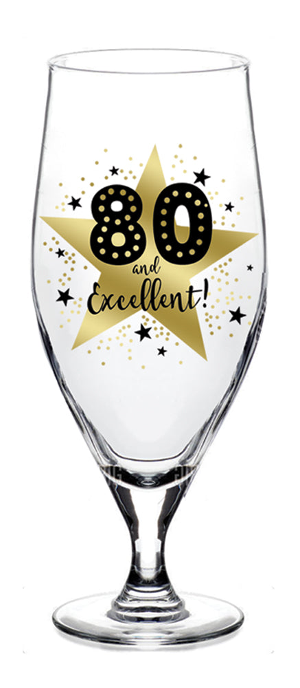 80 and Excellent! - Stemmed Beer Glass
