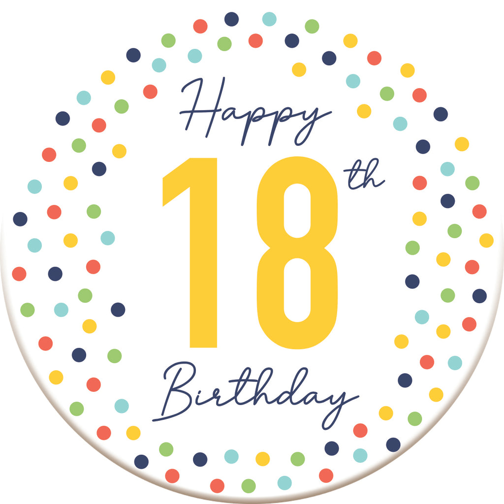 Happy 18th Ceramic Coaster - Original Design