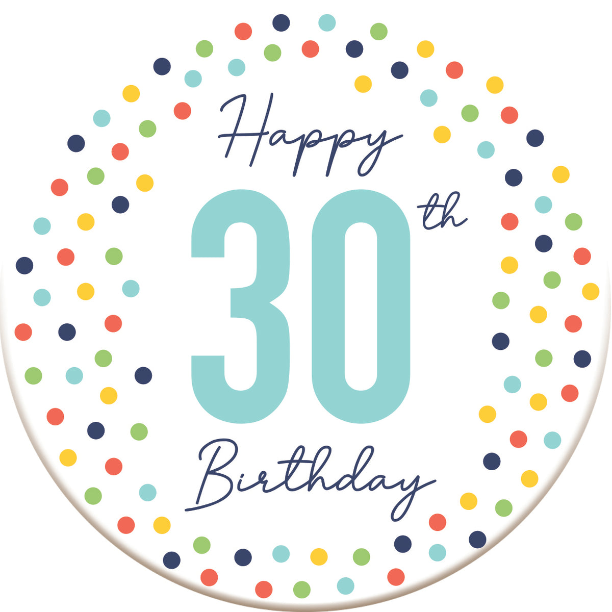 Happy 30th Ceramic Coaster - Original Design