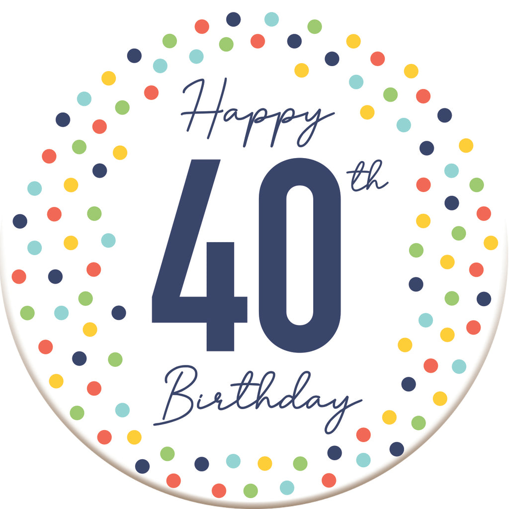 Happy 40th Ceramic Coaster - Original Design