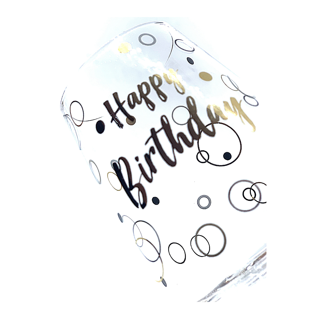 Happy Birthday - Stemmed Wine Glass