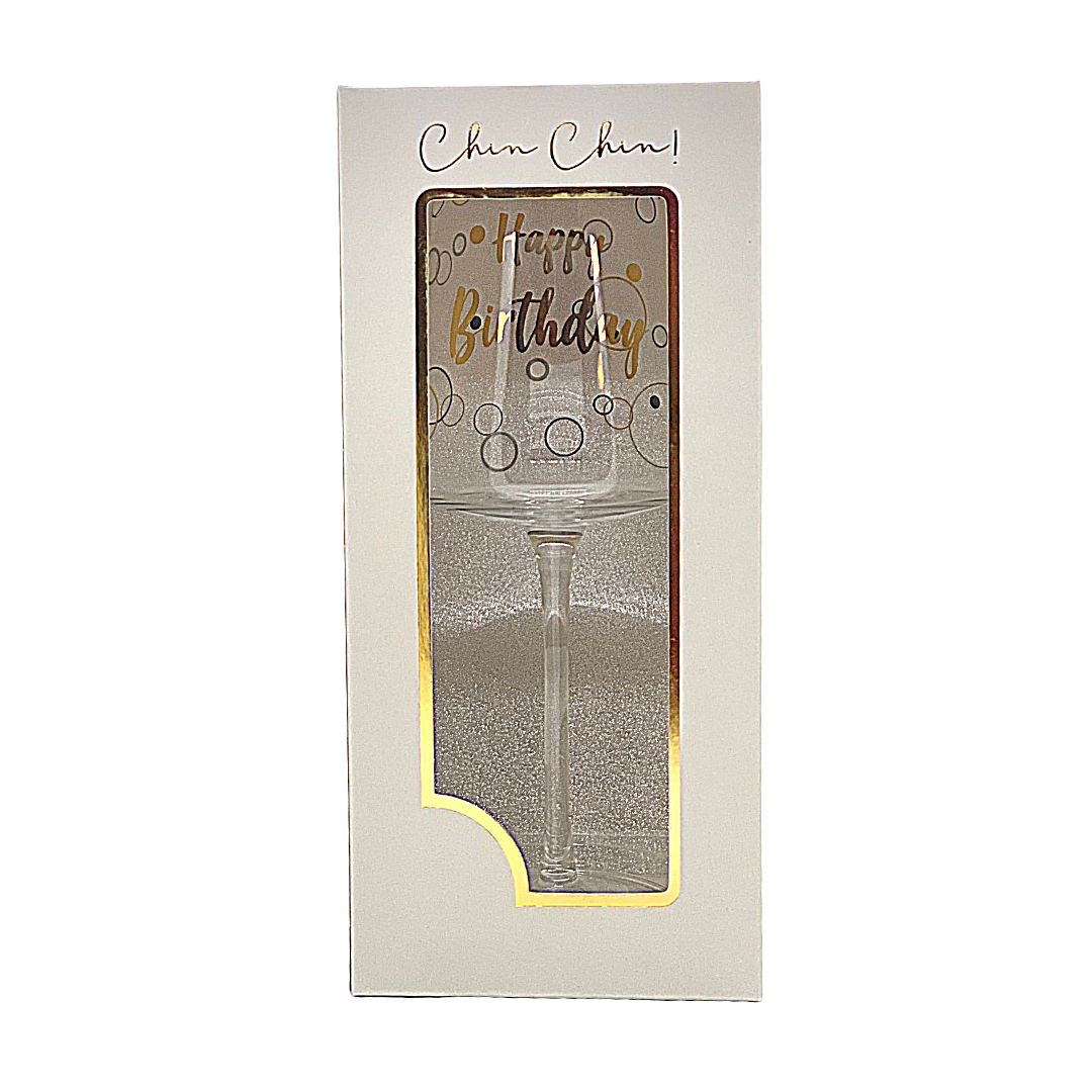 Happy Birthday - Stemmed Wine Glass
