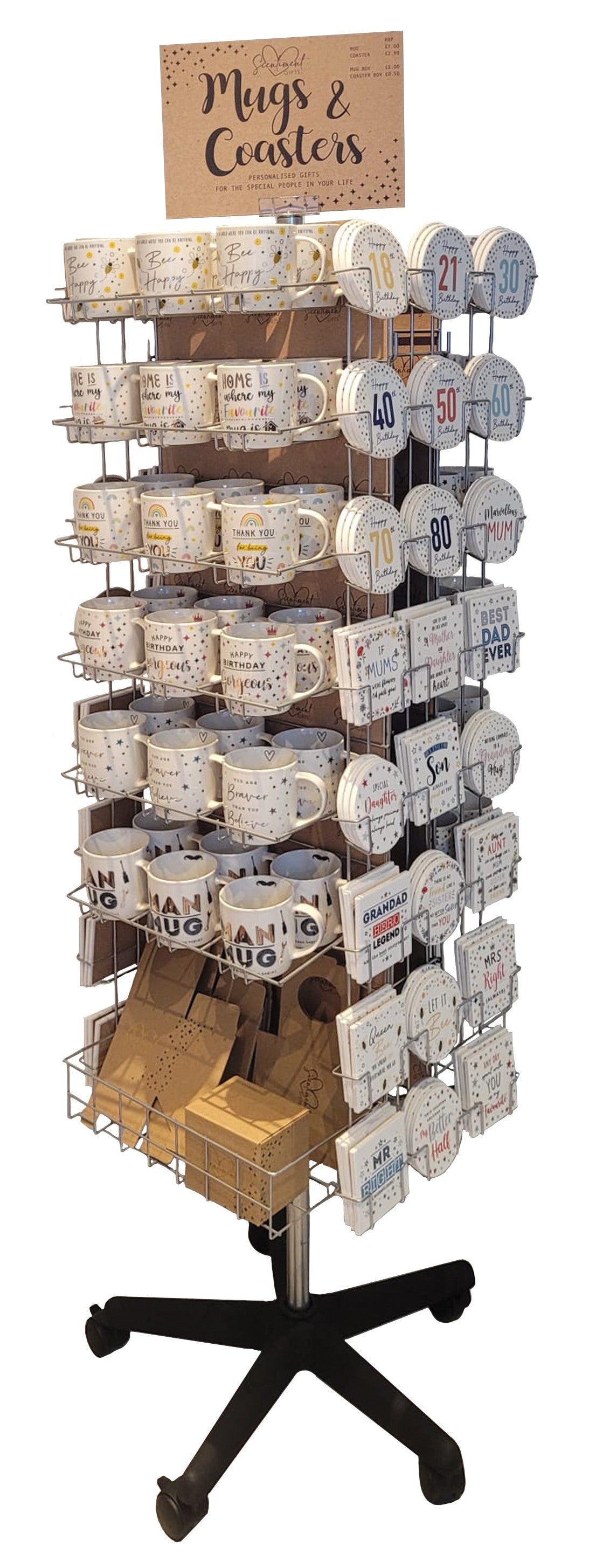 Mug and Coaster Display Unit - full height